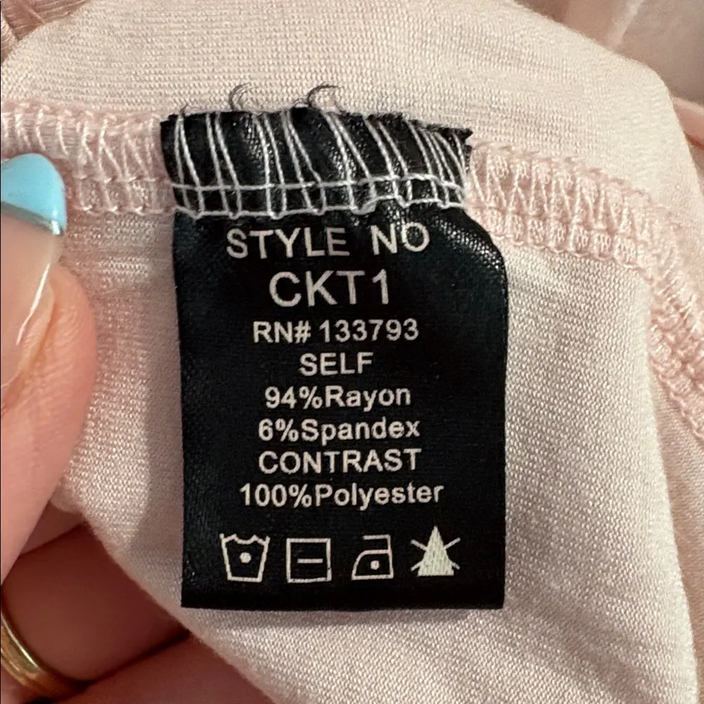 POL Baby‎ Pink Lace-Up Bell Sleeve Bodysuit- Size Medium - Image 6