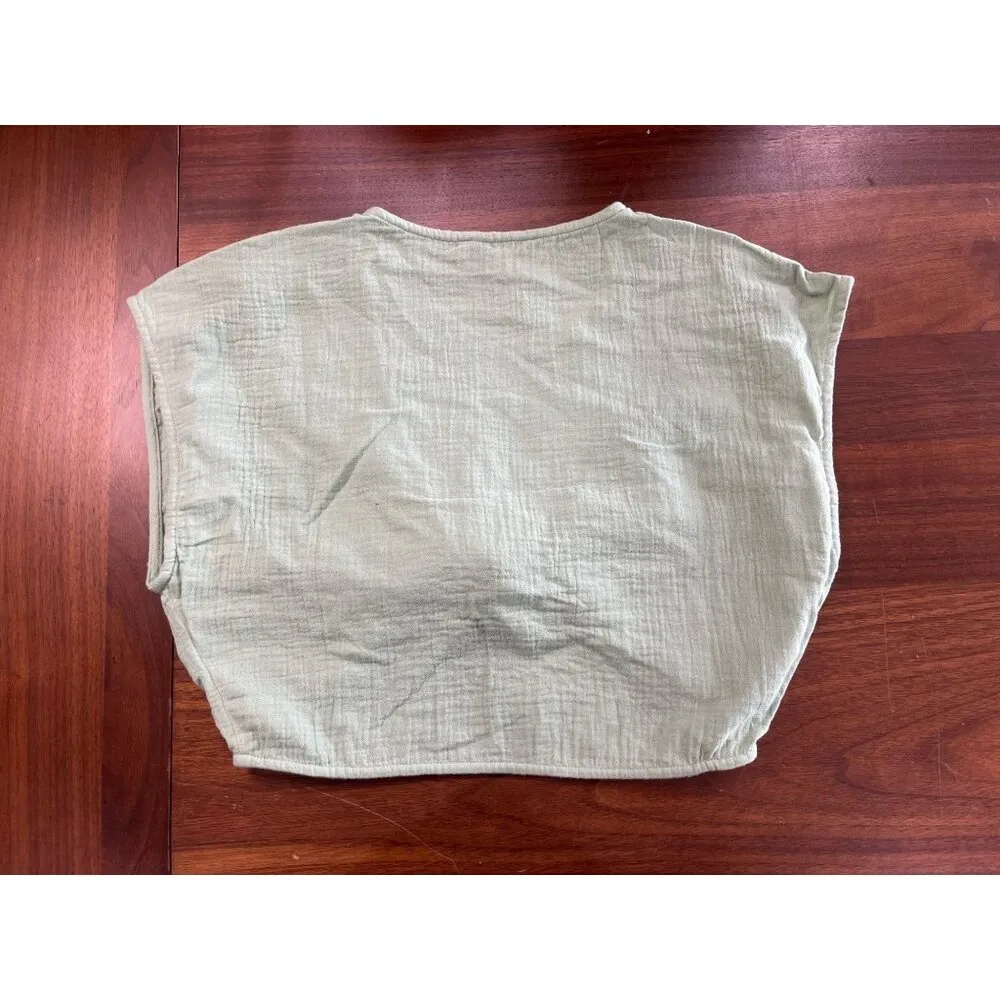 Madewell Double-Gauze Tie-Front Cropped Top in Gatehouse Green XSmall New Womens - Image 6