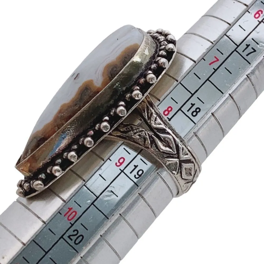 Seam Agate 925 Overlay Ring Sz 8.5 - Image 4