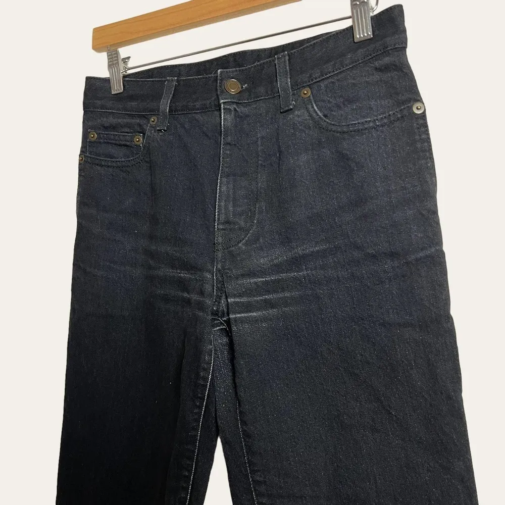 Saint Laurent Black Tapered High Waisted Denim Jeans Size 28 - Image 3