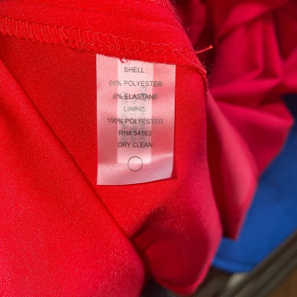 Red Scuba Crepe Keyhole Short Sleeve A-Line Knee Length Dress 4 - Image 7