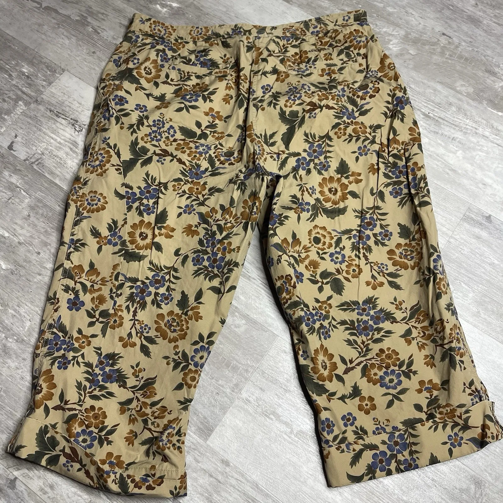 Vintage Lauren Ralph‎ Cropped Pants Womens Size 16 Brown Floral Z-316 - Image 5