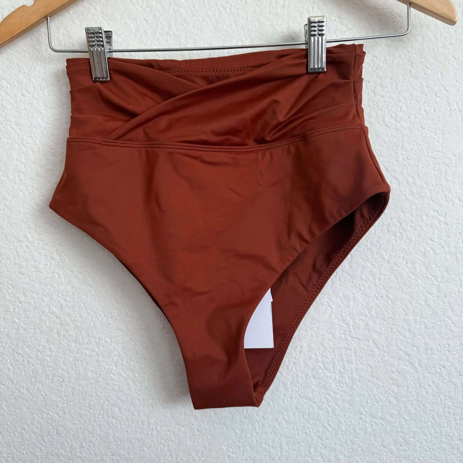 Palm Swim Cinnamon Rust Brown High Waist Swim Bottoms - Image 3