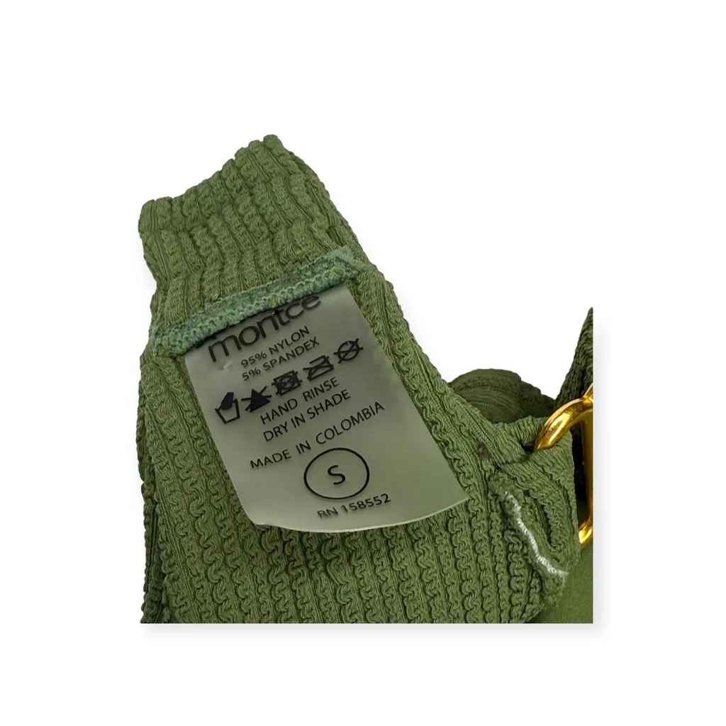 new Montce 𒀭Hayden Bikini Top 𒀭 Olive Micro Scrunch 𒀭 Small 𒀭 Gold Hardware 𒀭 Green - Image 13