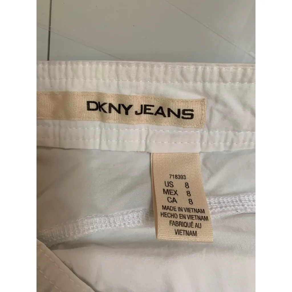DKNY Jeans Womens White Drawstring Hem Pants Size 8 - Image 9