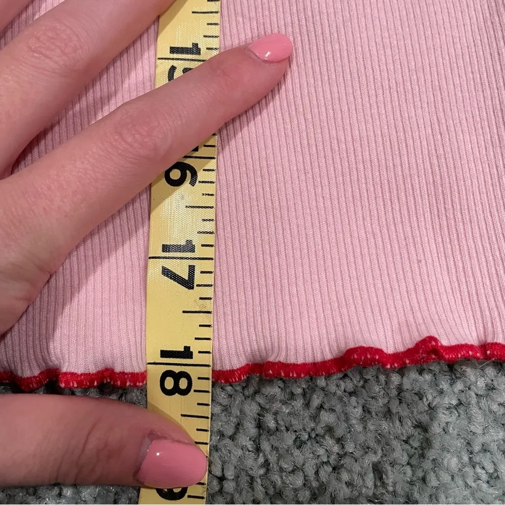 Vtg Y2K Tommy Hilfiger Pink Logo Long Sleeve Top Sz XXS Lettuce Hem - Image 9