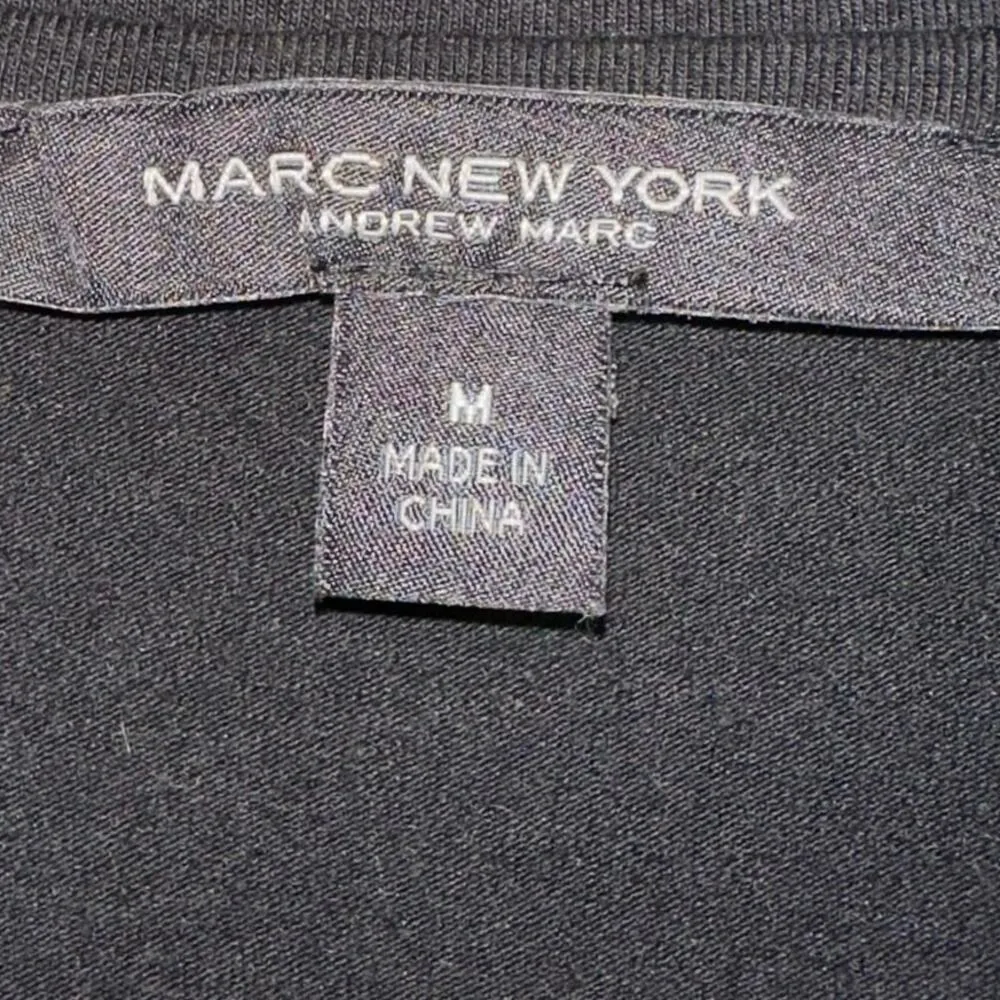 Marc New York Black Puff Sleeve Top V-Neck Blouse Size M Short Sleeve Chic - Image 4