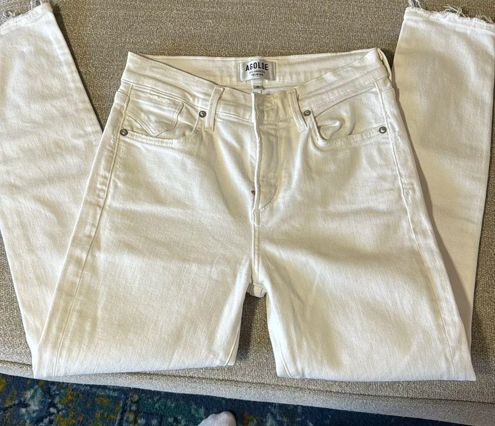 Agolde Premium White Skinny Raw Distressed Hem Style A018-1013 Size 26 - Image 8