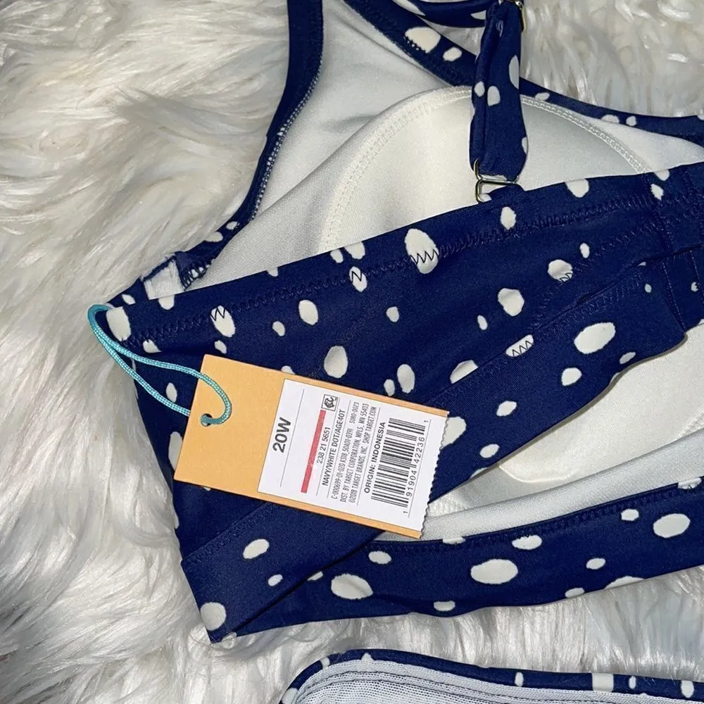 Kona Sol by Target Navy & White Spotted 2 piece High Waisted Swimsuit, NWT - Image 9