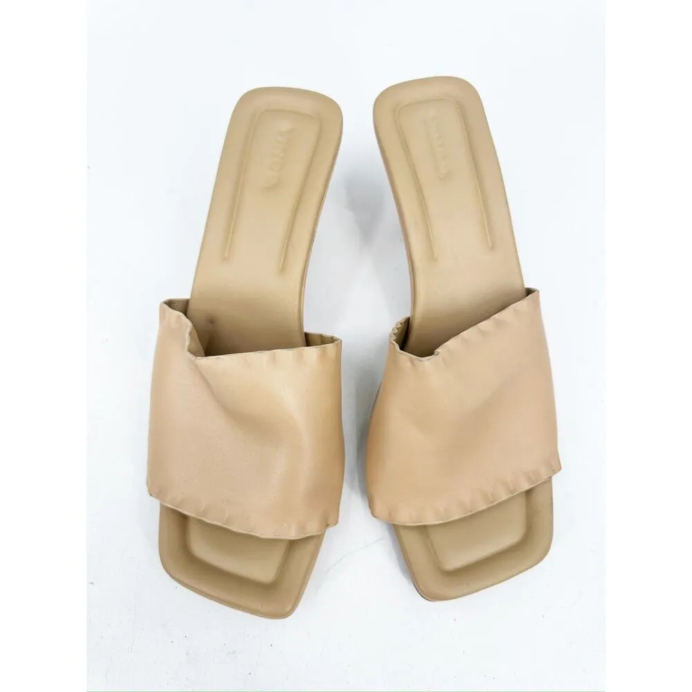 Vince Ceil Mafalda Blonde Nude Leather Marbled Heel Mules Size 10 - Image 5