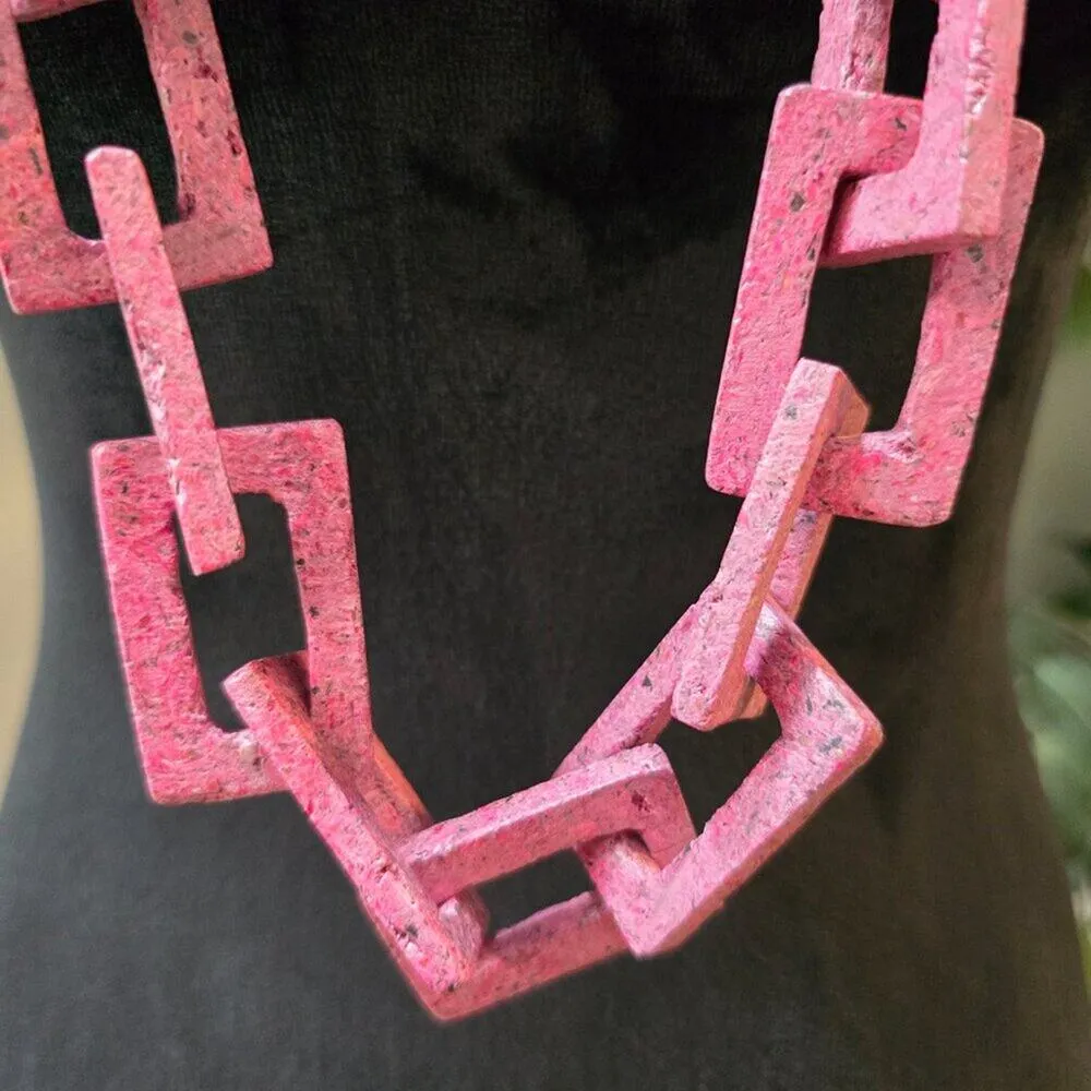 Womens Fashion Pink Punk Thick Street Style Chain Necklace with Lobster Clasp - Image 4