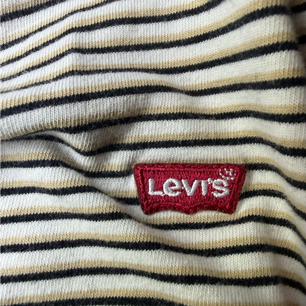 Levi's Black, Cream and White Striped Short Sleeve Tee - Image 4