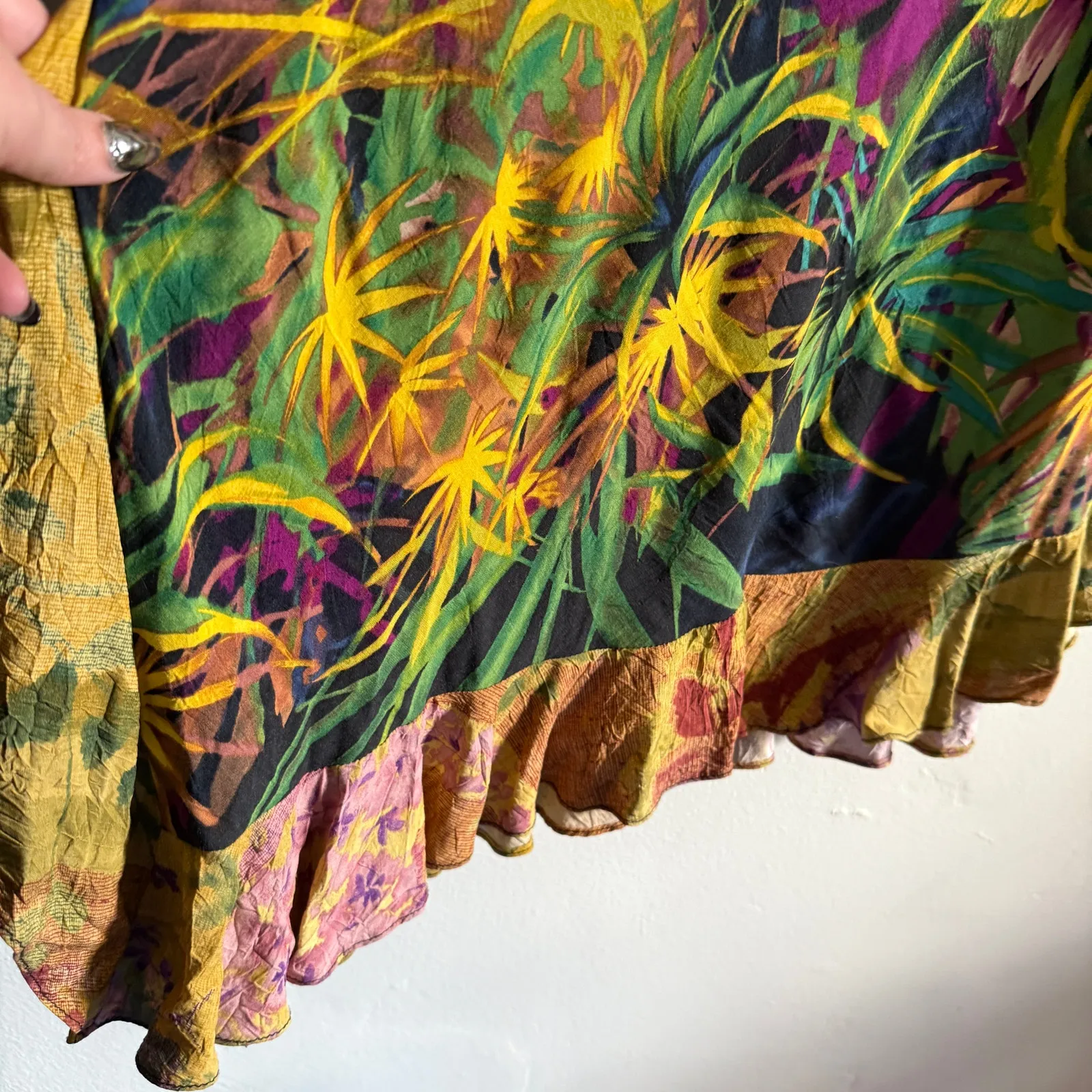 JAMS WORLD | Vintage Hibiscus Forest Midi Length Flounce Dress | Medium Sundress - Image 3