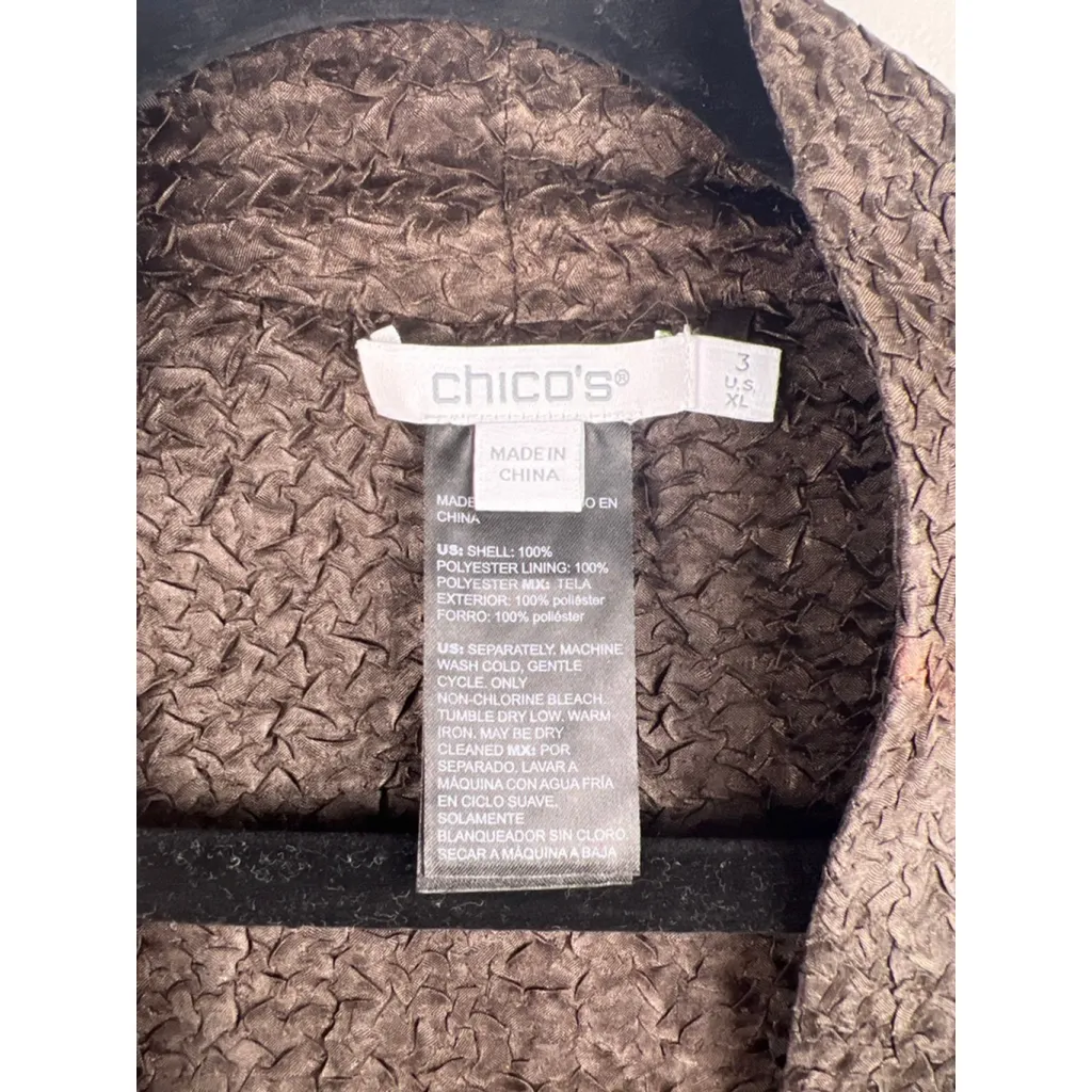 Chico’s Size 3 XL Abstract Print Textured Open Front Jacket Kimono Blazer Multic - Image 3