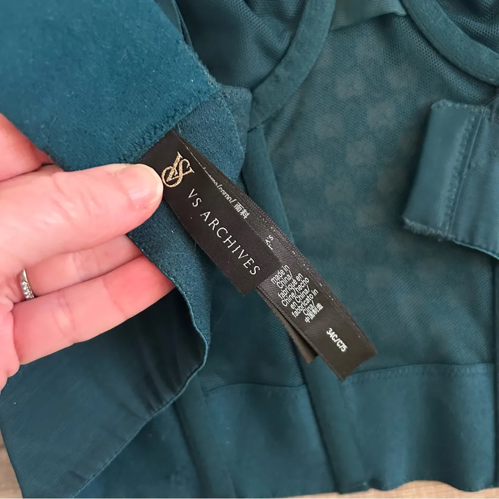 Victoria’s Secret VS Archives Monogram Sheer Emerald Teal Green Corset NWOT 34C - Image 6