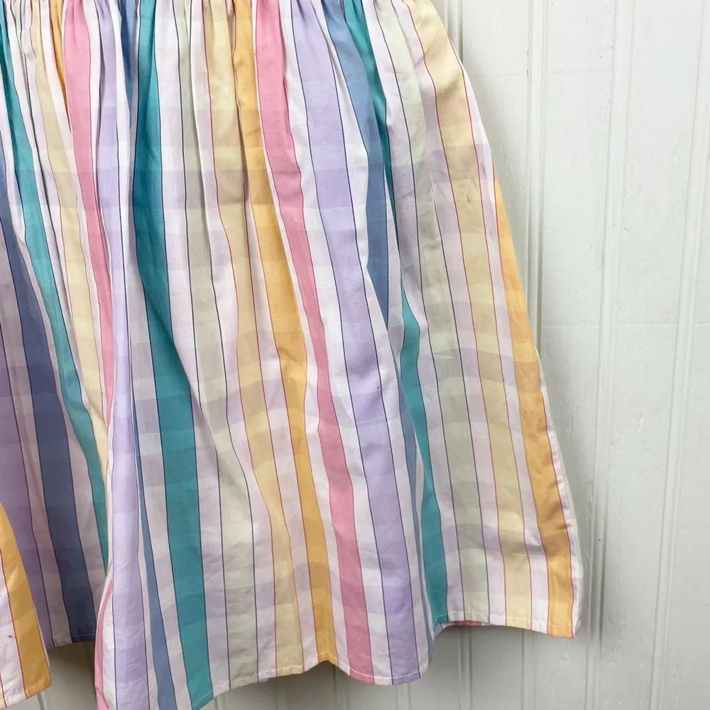J. Crew Smocked Midi Skirt in Gingham Rainbow Multicolor AW495 Women's Size 2 - Image 7