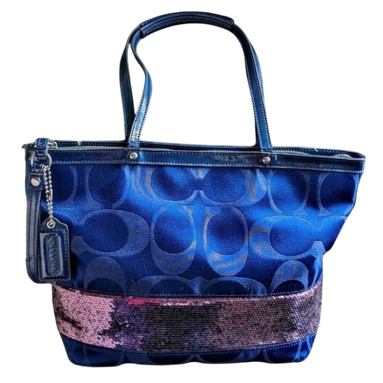 COACH Sequin Trim Signature Monogram Shoulder Bag - Image 2