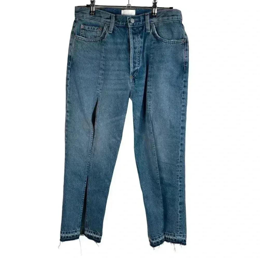 Boyish Medium Wash The Quincy Split Cropped Straight Leg Jean - Image 2