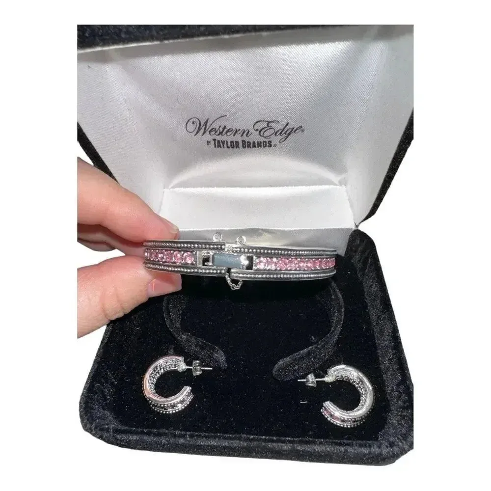 Western Edge‎ Bangle Bracelt & Earring Set Silver - Image 3