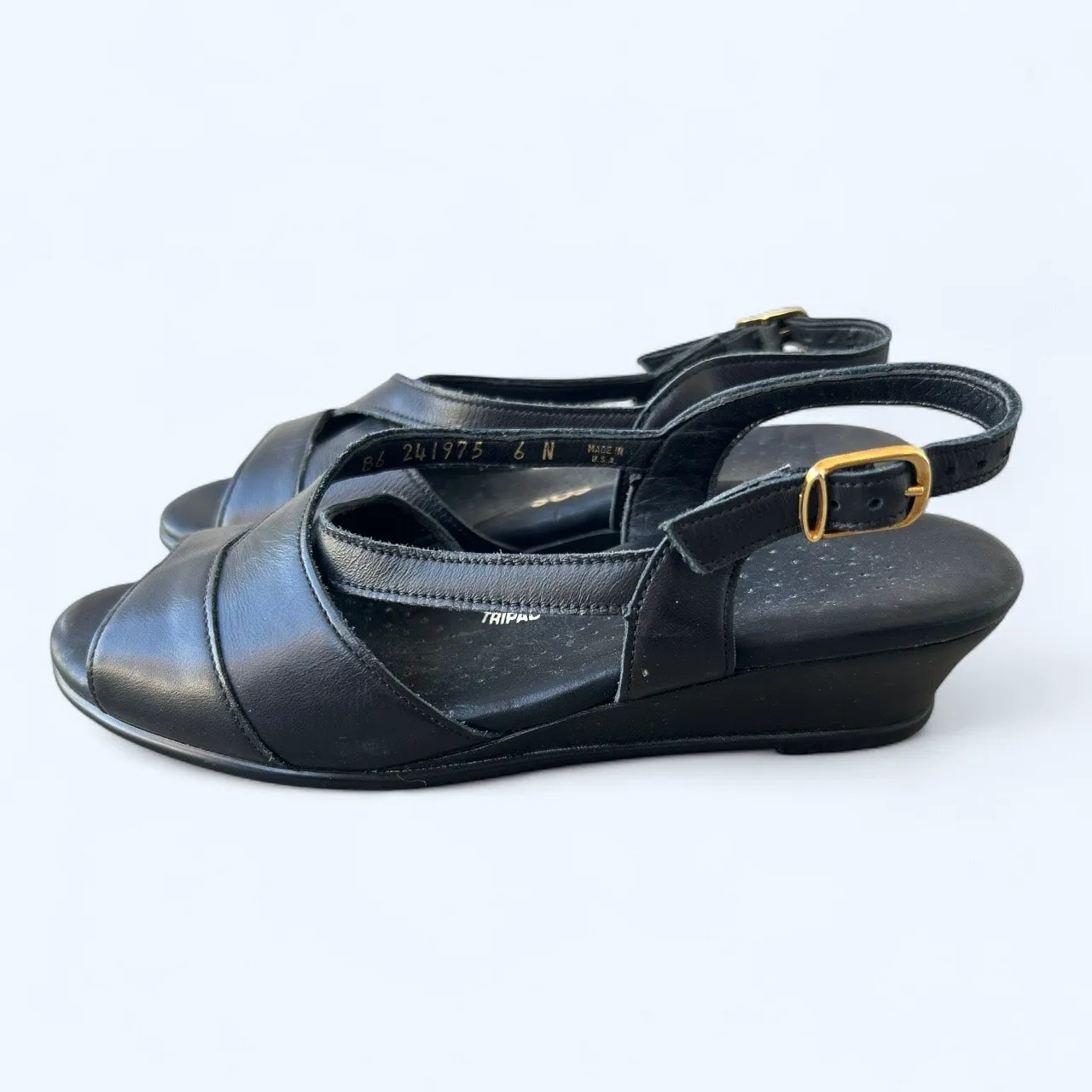 SAS Caress Cross Strap Wedge Sandal Black Women's Size 6 N Comfort Shoes - Image 10