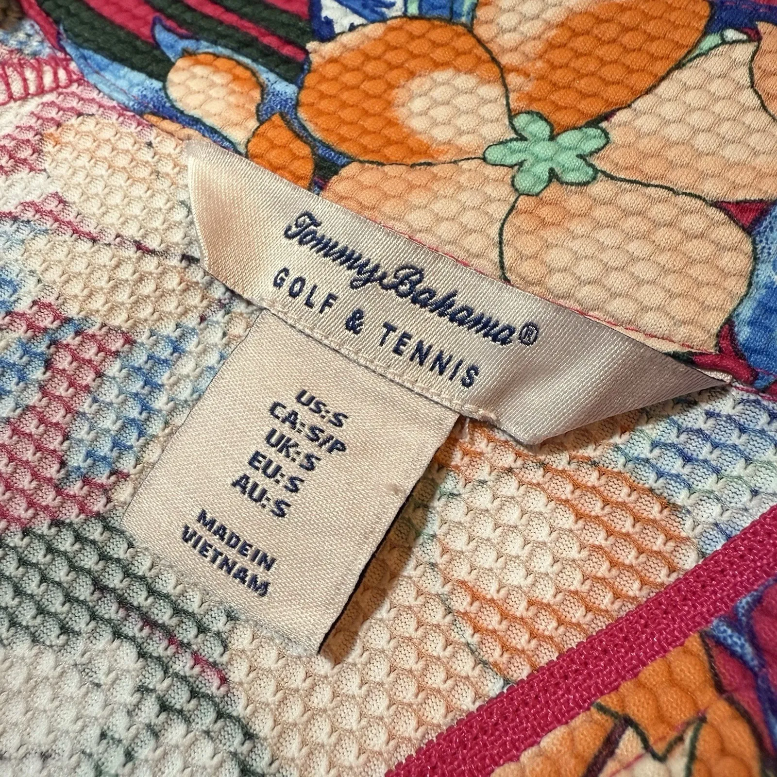 Tommy Bahama Golf Tennis Quarter Zip Pullover Top Small‎ Tropical Floral Pink - Image 7