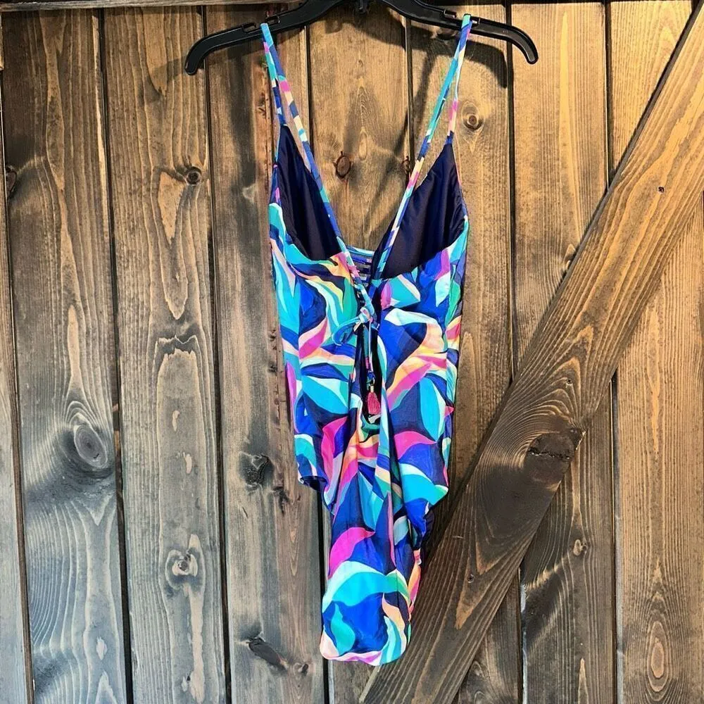 NWOT La Blanca Painted Leaves One Piece Reversible Swimsuit - Image 7