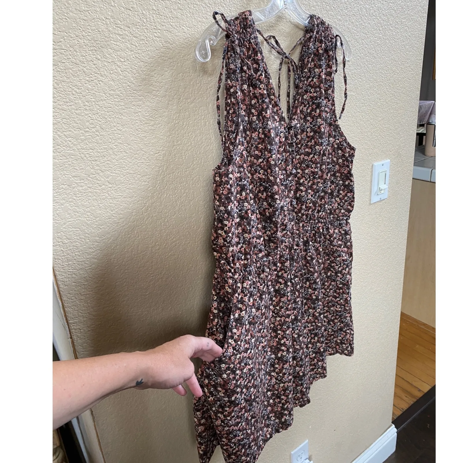 Lucky Brand Whimsygoth‎ Women's Cinched Floral Brown lightweight Romper - XL EUC - Image 12