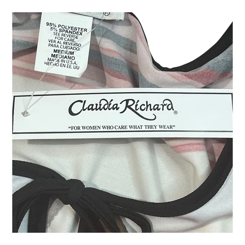 Claudia Richard Floral Rose Smocked Waist Blouse Black Red White Size Medium NWT - Image 8