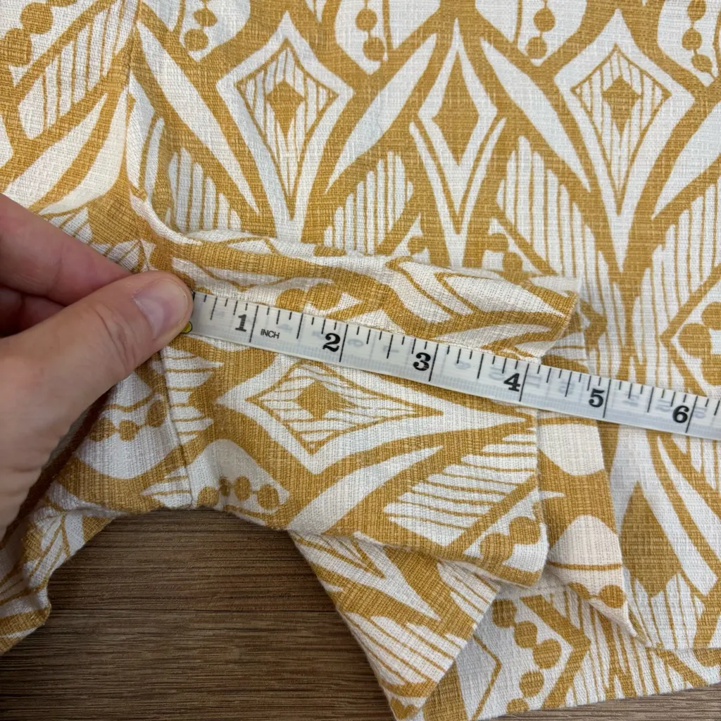 Anthropologie Elevenses Tiled Tide Shorts Golden Mustard Ivory Geometric - Image 8