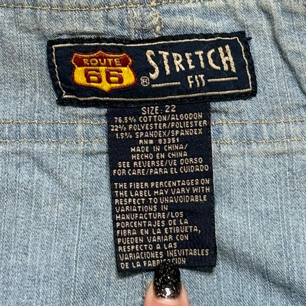 Route 66 Vintage Denim Skirt Jean Maxi Y2K Frayed Belted 22 - Image 4