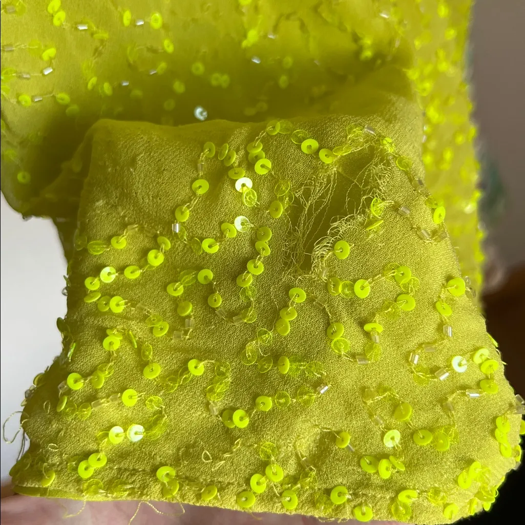 Show Me Mumu Suzanna Slip Sequin Yellow Green Dress - Image 3