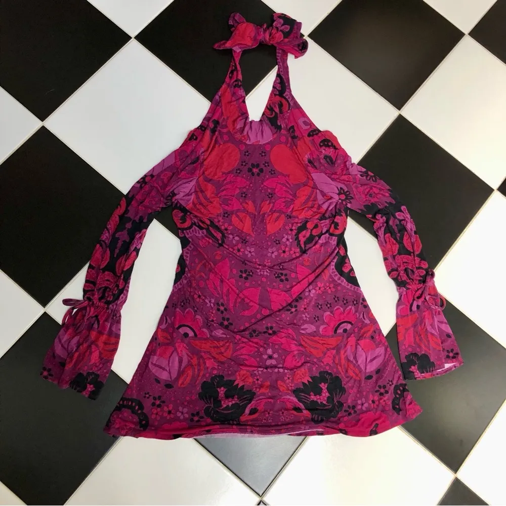 Among The Wildflowers Long Sleeve Mini Dress Mod Open Back Oversized - Image 5