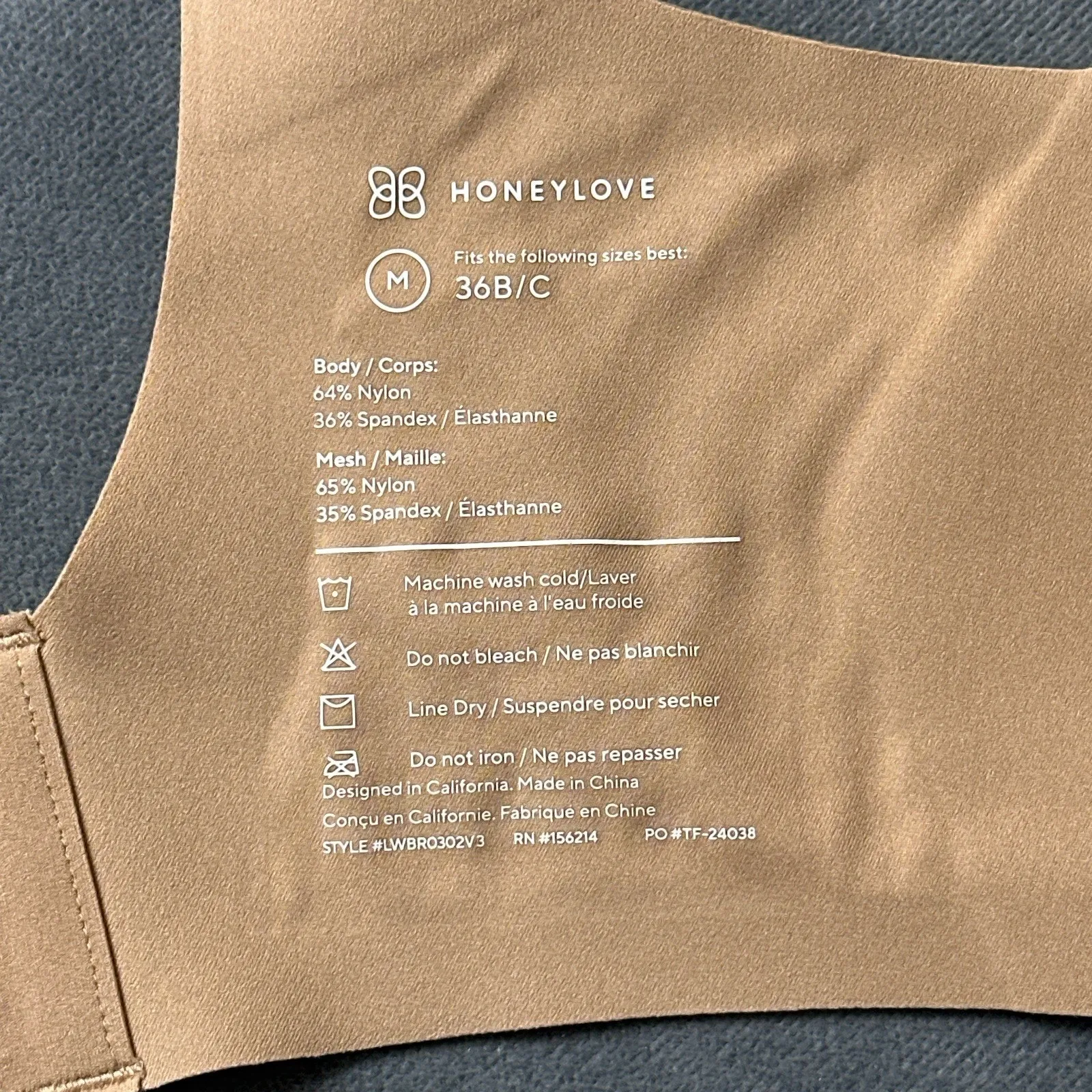 Honeylove CrossOver Bra Size Medium 36B/C Removable Pads Cross Over Sand Beige - Image 7