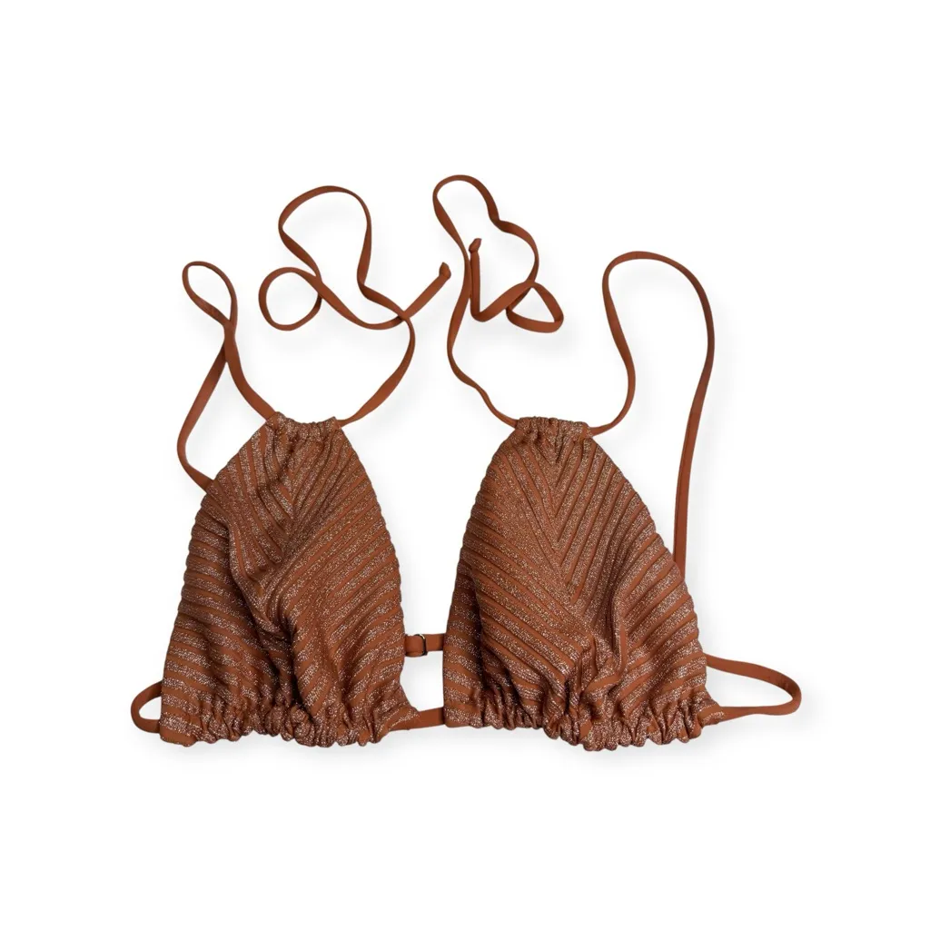 new JMP the Label ミ 2 Piece Skimpy String Bikini Set ミ Mocha Metallic Stripe ミ M Brown Size M - Image 5