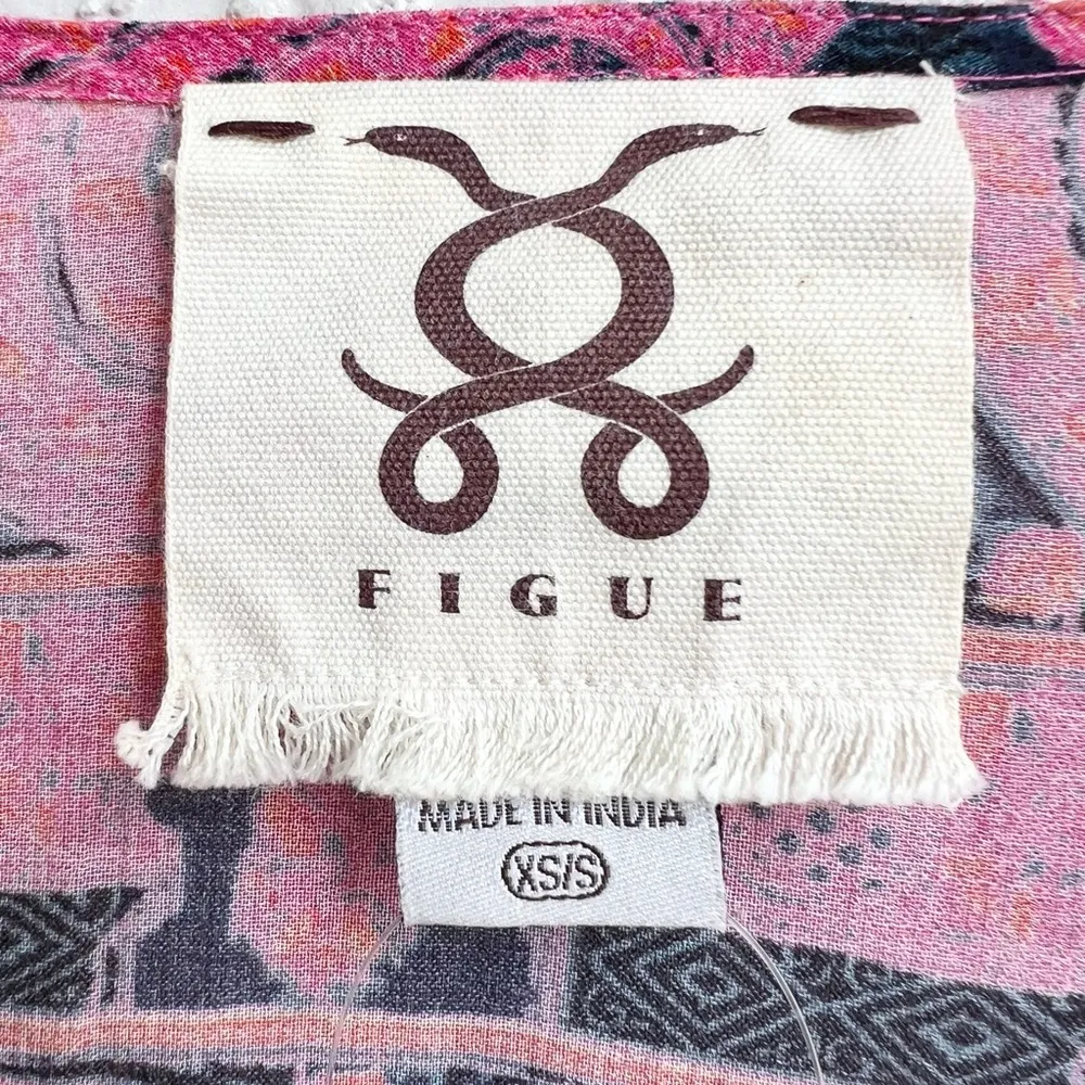 Figue Amrita tassel caftan pink blue size XS / S relaxed - Image 4