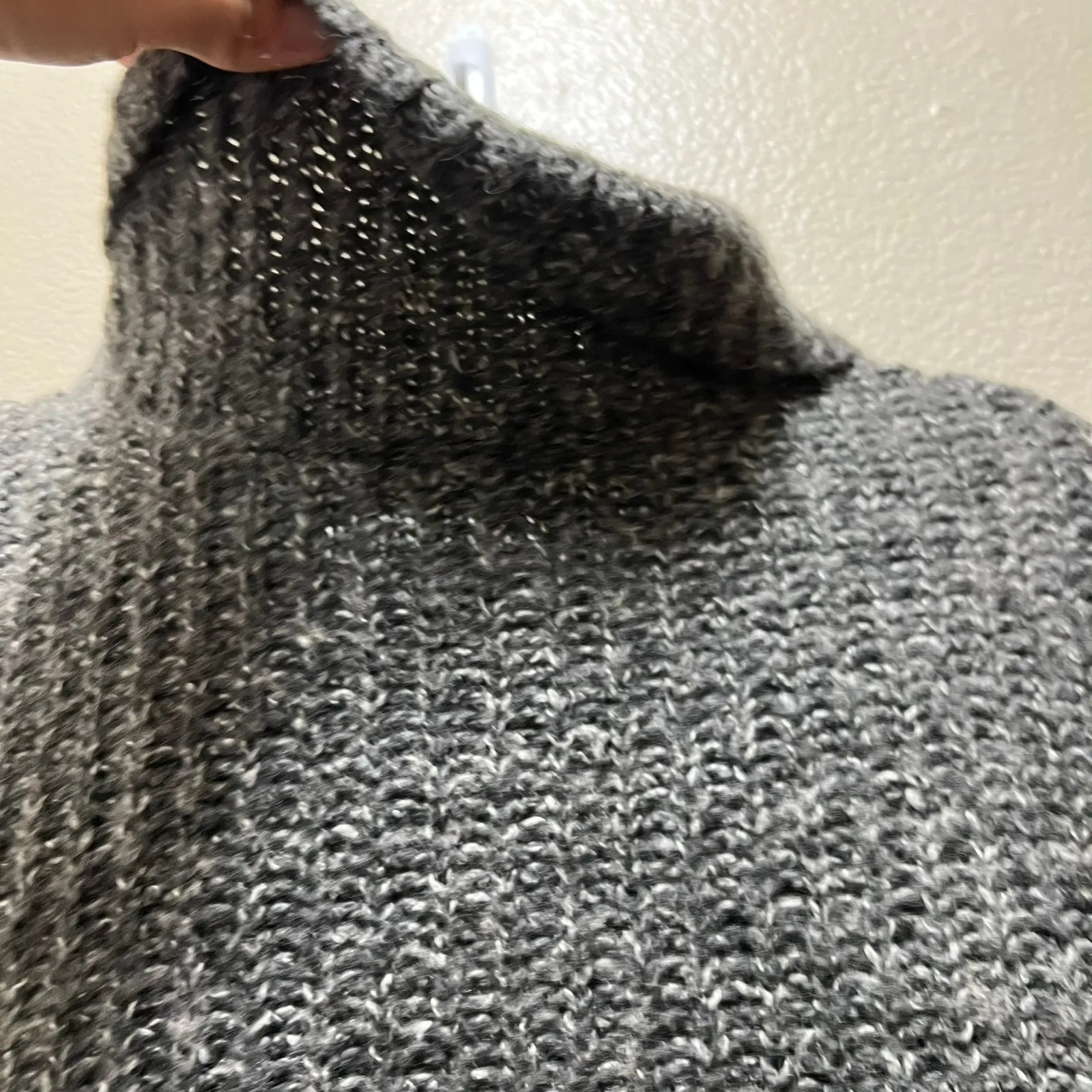 Something Else By Natalie Wood Gray Knit Turtleneck Shawl Pullover Sweater Sz L - Image 5