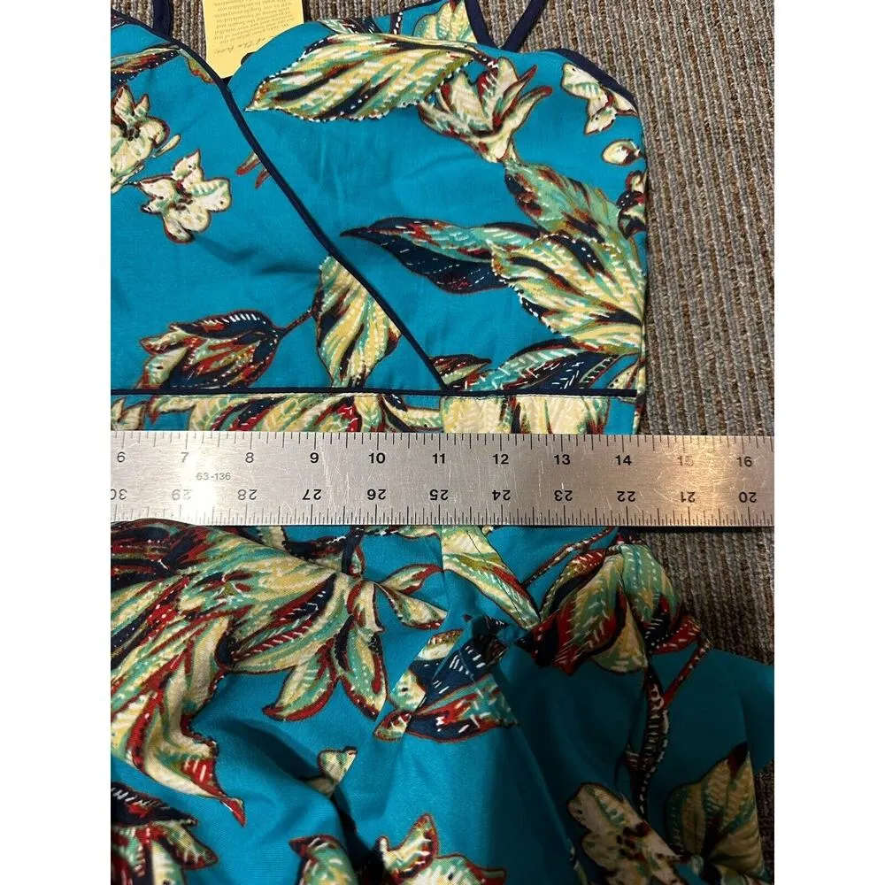 Band Of The Free Dress Floral Turquoise Blue Size Large Strappy Vneck Resort NEW - Image 7