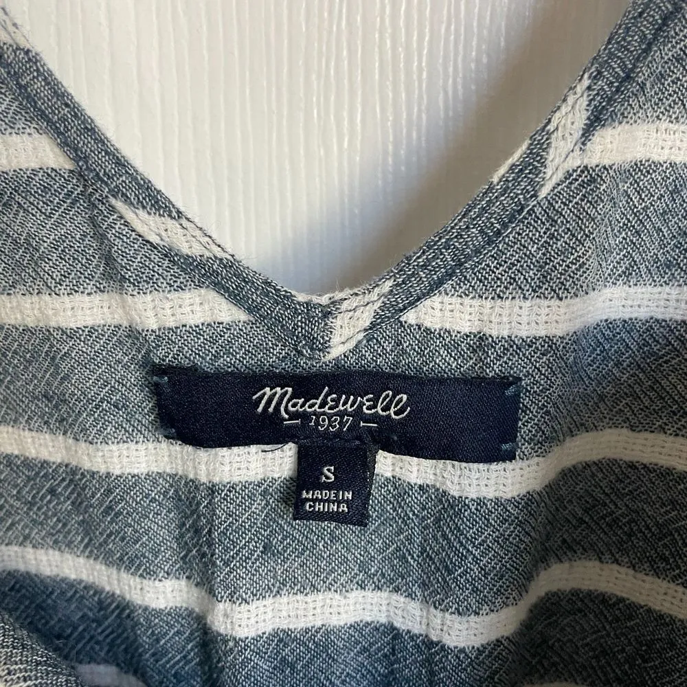 Madewell Bondi Cover Up Sleeveless Blue Striped Gauze Jumpsuit - Image 8