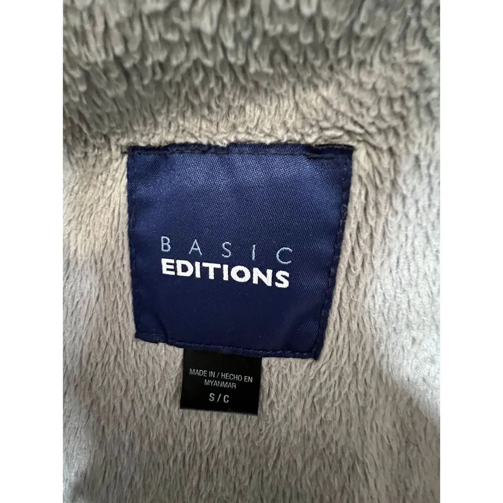 Basic Editions Blue Floral Fleece Lined Puffer Vest Blue - Image 4