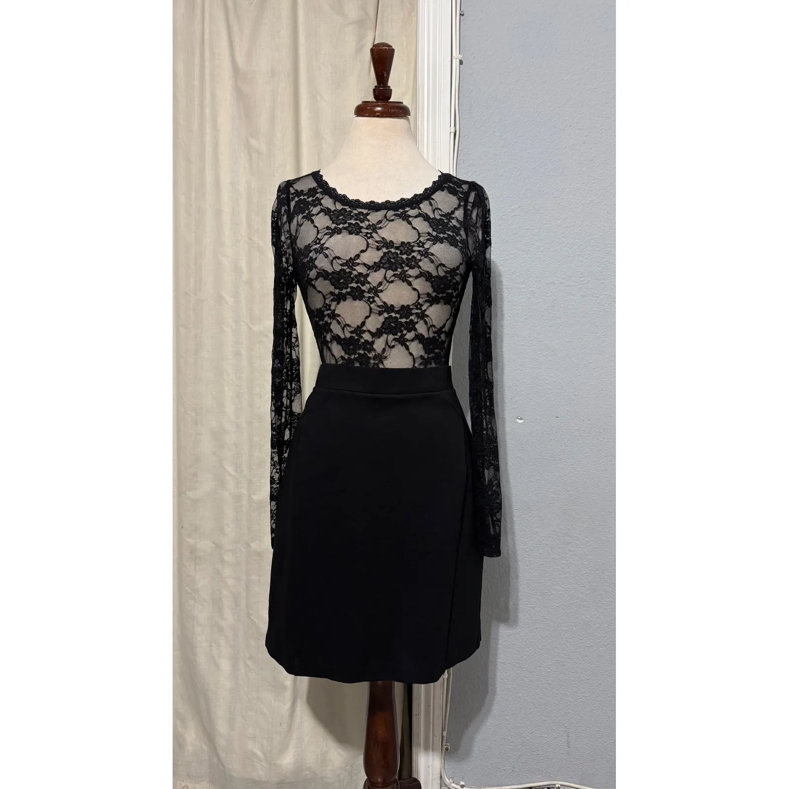 MARIO SERRANI Italy Women Black High Waist A Line Career Goth Skirt L Whimsigoth - Image 12