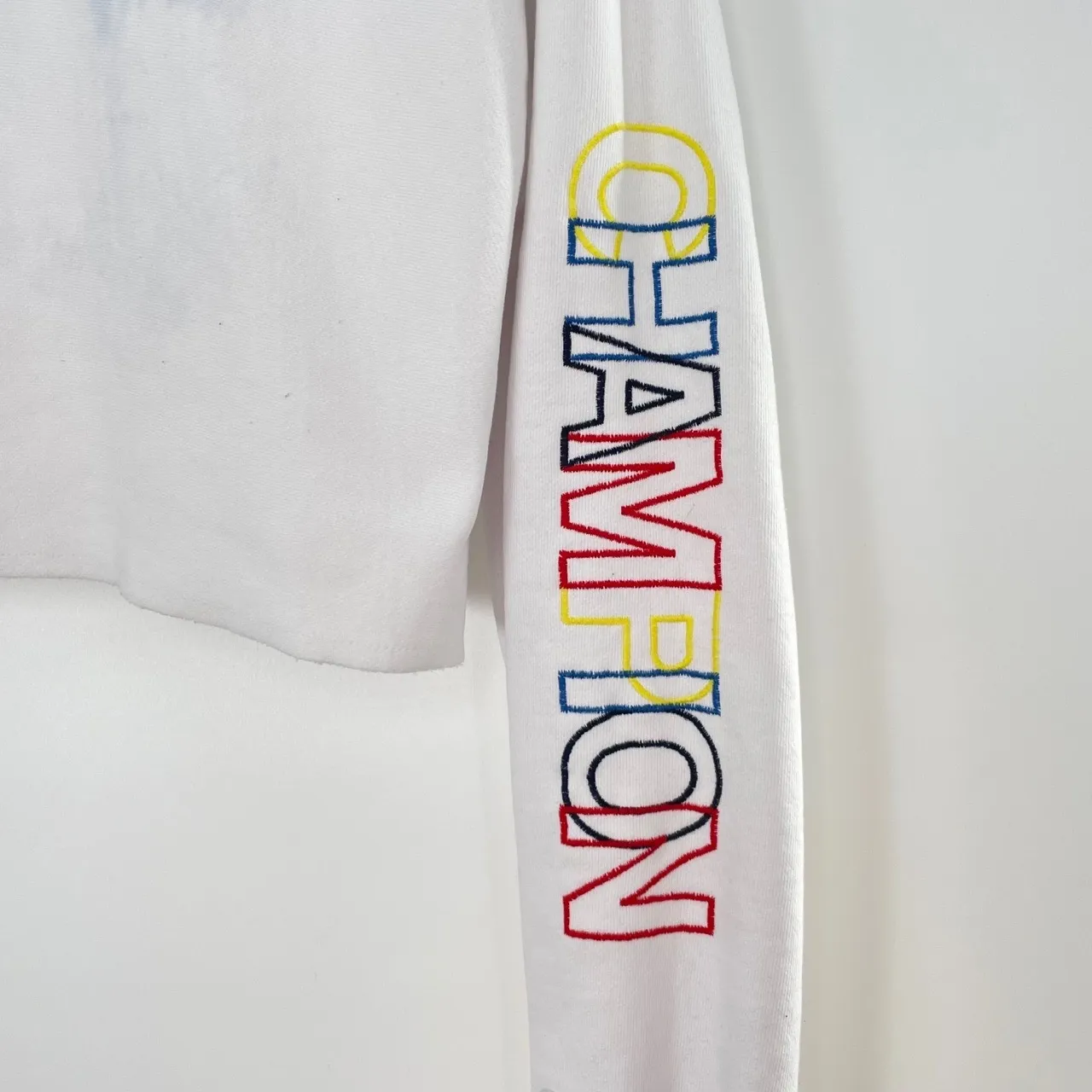 Champion Women's White Y2K Vintage Cropped Reverse Weave Hoodie Size M Gray Size M - Image 6