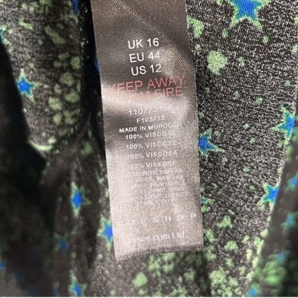 Topshop star whimsygoth mixed print split tie front flutter top size 12 - Image 9