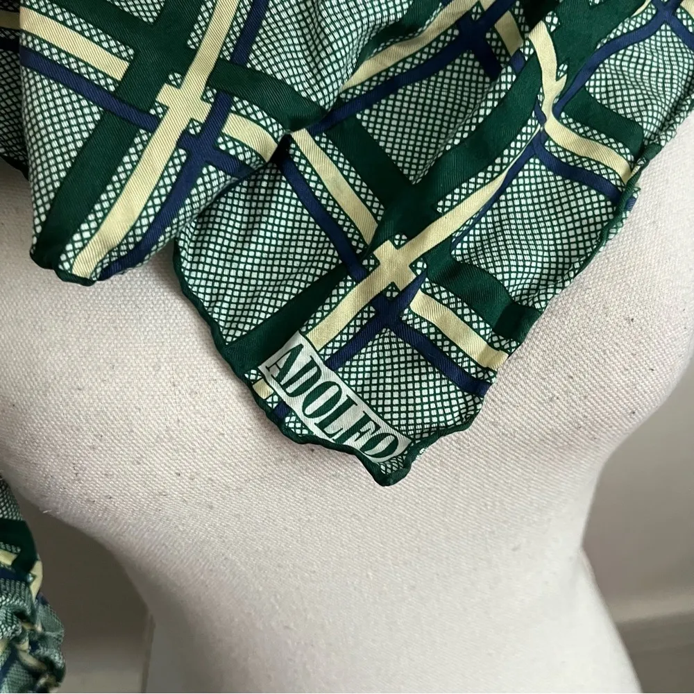 Adolfo • Vintage Green Plaid Scarf - Image 4