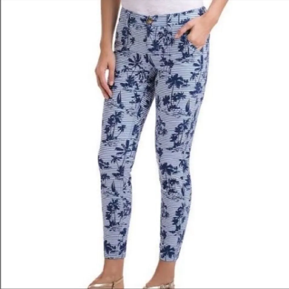 Vineyard Vines Island Scene Pants Ankle Skinny 6 Blue Tropical Skinny Striped - Image 16