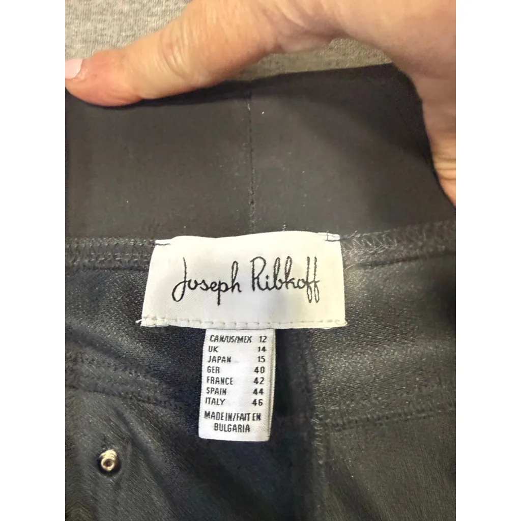 Women's Joseph Ribkoff Black Fringe Ankle Cropped Pants Size 12 - Image 2