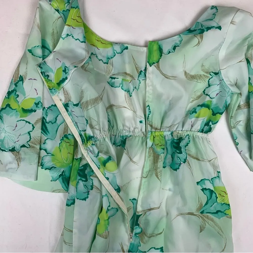 Pomare Vintage dress women's small medium tropical Hawaiian maxi dress 70s Green - Image 6