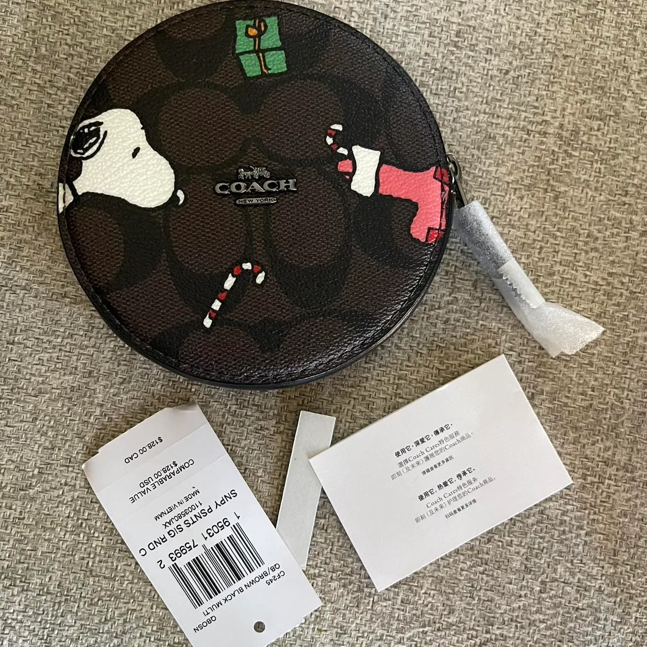 Coach Brown Black Peanuts Round Coin Case - Image 4