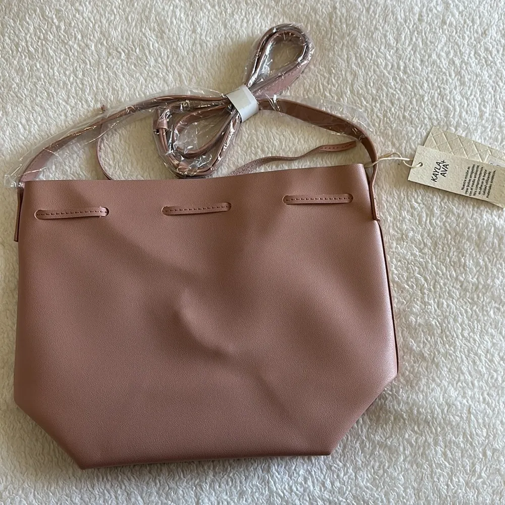 Kayla + Ava Bow Tie Bucket Bag Dusty Rose Pink - Image 4