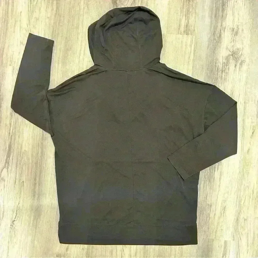 Fabletics Women’s 3/4 Sleeve Black Oversized Pullover Hooded Top Deep V Size S - Image 2