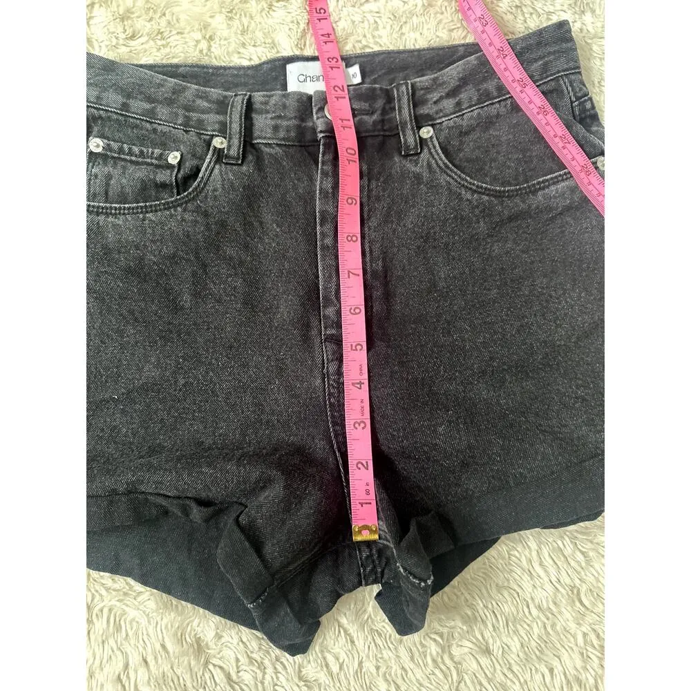 Ghanda Sz 10 High Rise Black Denim Shorts 3" Inseam - Image 3